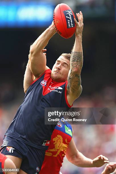 Dean Kent of the Demons marks during the round nine AFL match between the Melbourne Demons and the Brisbane Lions at Melbourne Cricket Ground on May...