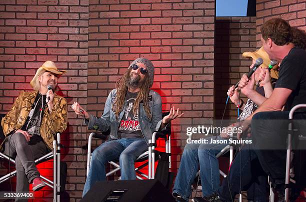 Personalities Don Jamieson, Eddie Trunk, and Jim Florentine host a discussion with John Lowery and Rob Zombie at MAPFRE Stadium on May 21, 2016 in...