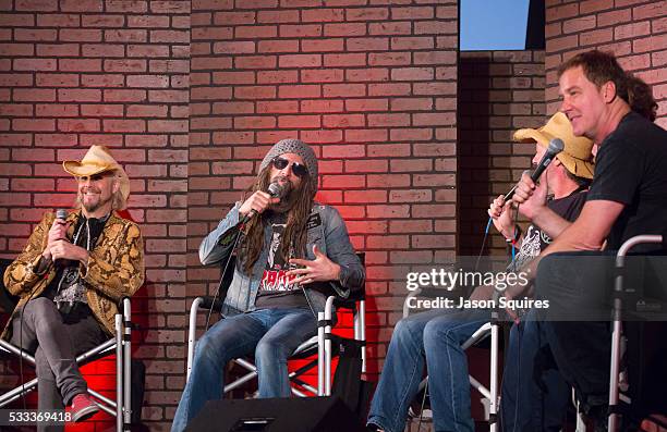 Personalities Don Jamieson, Eddie Trunk, and Jim Florentine host a discussion with John Lowery and Rob Zombie at MAPFRE Stadium on May 21, 2016 in...