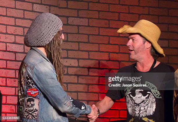 Musician Rob Zombie meets Don Jamieson at MAPFRE Stadium on May 21, 2016 in Columbus, Ohio.