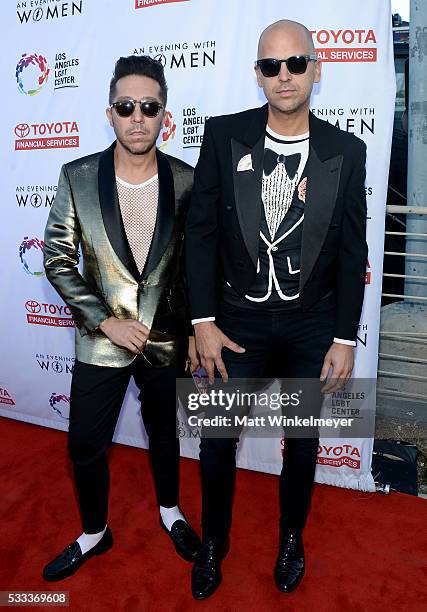 Designers Brian Wolk and Claude Morais attend An Evening with Women benefiting the Los Angeles LGBT Center at the Hollywood Palladium on May 21, 2016...