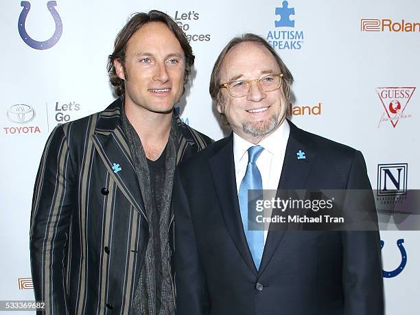 Chris Stills and Stephen Stills arrive at the 4th Annual Light Up The Blues held at the Pantages Theatre on May 21, 2016 in Hollywood, California.