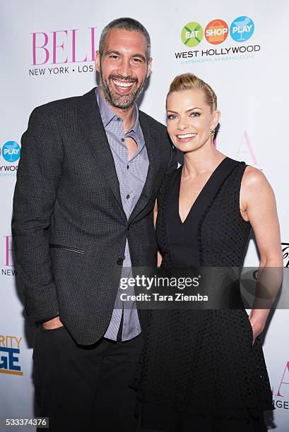 Hamzi Hijazi and Jamie Pressly attend BELLA New York Magazine Beauty Issue Cover Party at Sur Restaurant on May 21, 2016 in Los Angeles, California.