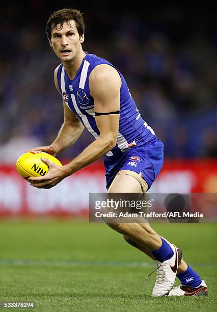 Farren Ray of the Kangaroos in action in his first game for the Kangaroos during the 2016 AFL Round 09 match between the North Melbourne Kangaroos...