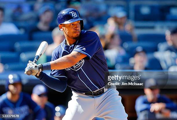 Desmond Jennings of the Tampa Bay Rays in action against the New York Yankees at Yankee Stadium on April 23, 2016 in the Bronx borough of New York...