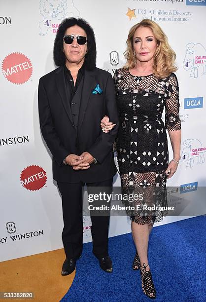 Musician Gene Simmons and actress Shannon Tweed attend the Kaleidoscope Ball at 3LABS on May 21, 2016 in Culver City, California.