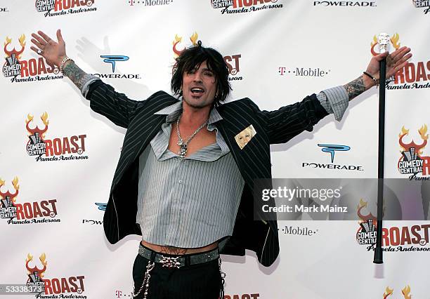 Musician Tommy Lee arrives at the Comedy Central Roast of Pamela Anderson at Sony Studios on August 7, 2005 in Culver City, California.