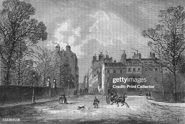 Berkeley Square, Westminster, London' , from 'Old and New London Illustrated, Vol IV,' by Edward Walford , 1878. Berkeley Square in Mayfair was...
