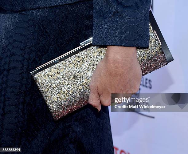 Actress Erika 'Amazon Eve' Ervin, purse detail, attends An Evening with Women benefiting the Los Angeles LGBT Center at the Hollywood Palladium on...