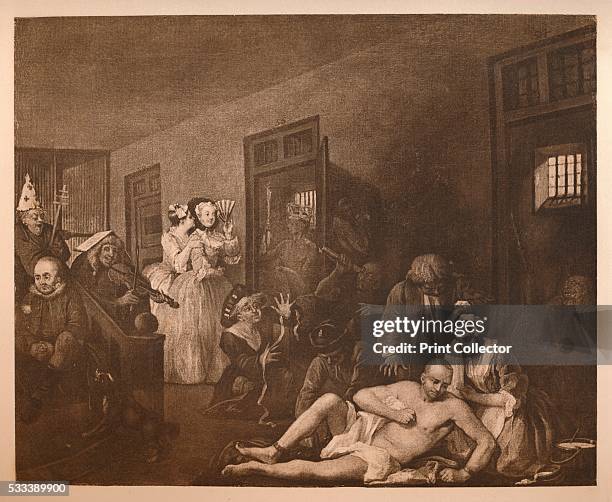 Rake's Progress - 8: The Mad House' , from 'William Hogarth,' by Austin Dobson , 1904. True to his nature Tom Rakewell has run through a vast fortune...