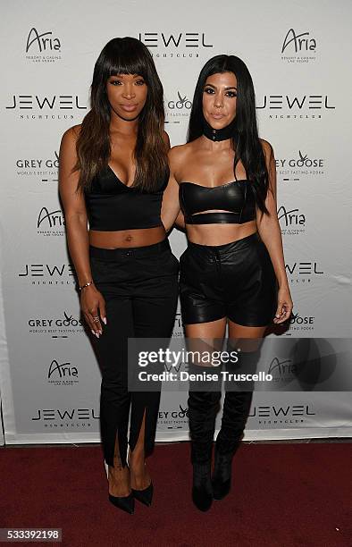 Malika Haqq and Kourtney Kardashian arrive at JEWEL Nightclub at ARIA Resort & Casino on May 22, 2016 in Las Vegas, Nevada.