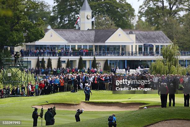 Rory McIlroy of Northern hits an approach shot on the 4th hole during the final round of the Dubai Duty Free Irish Open Hosted by the Rory Foundation...
