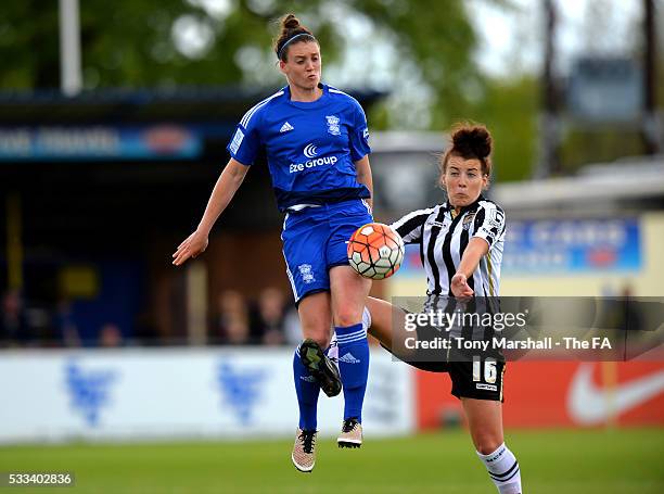 Jade Moore of Birmingham City Ladies tackled by Angharad James of Notts County Ladies FC during the FA WSL 1 match between Birmingham City Ladies and...