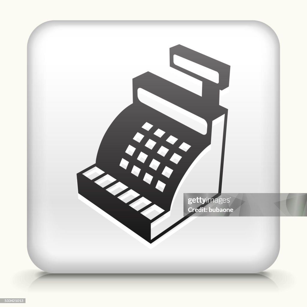 Square Button with Cash Register royalty free vector art