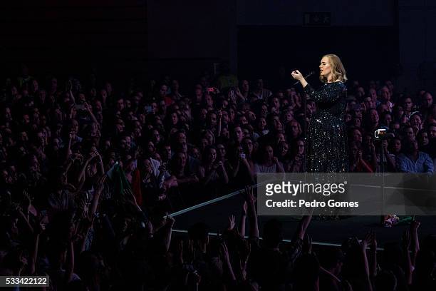 Adele performs at Meo Arena on May 21, 2016 in Lisbon, Portugal.