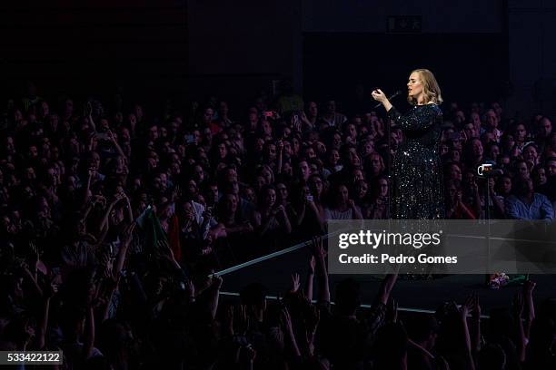 Adele performs at Meo Arena on May 21, 2016 in Lisbon, Portugal.