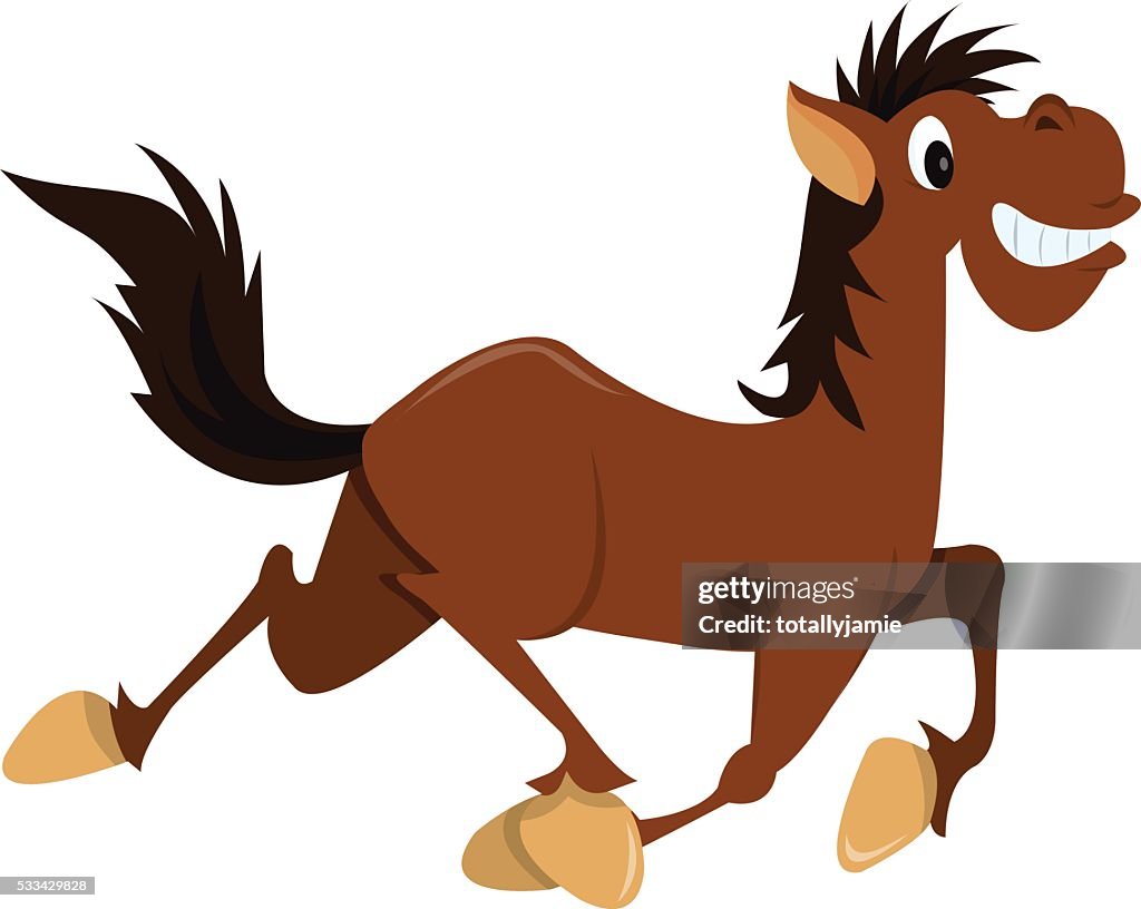 Cartoon Smiling Galloping Horse High-Res Vector Graphic - Getty Images