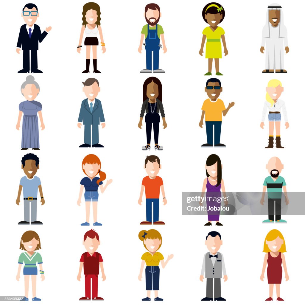 Set Happy People Cartoon High-Res Vector Graphic - Getty Images