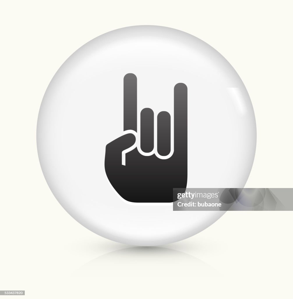 Rock and Roll Hand icon on white round vector button