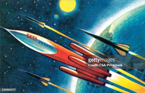 ilustraciones, imágenes clip art, dibujos animados e iconos de stock de nave espacial - pop fly