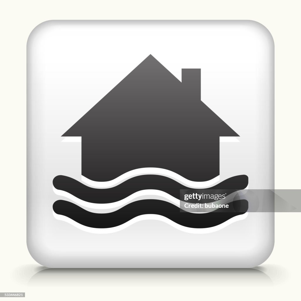 Square Button with House Flooding royalty free vector art
