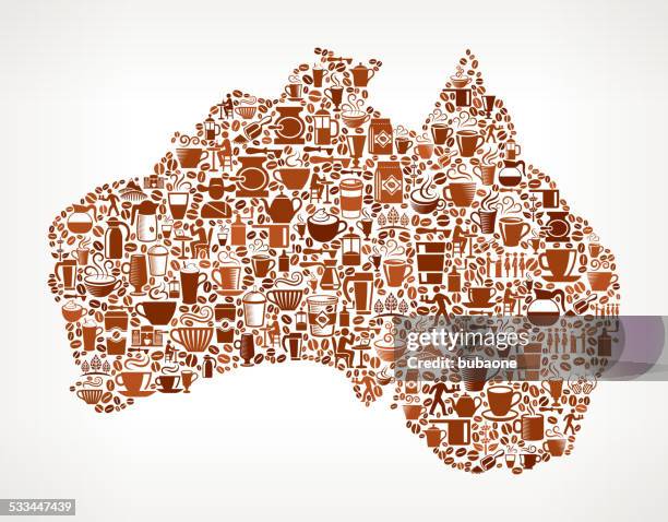 australia map royalty free vector coffee background graphic - australian cafe stock illustrations