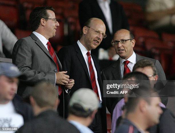 Manchester, UNITED KINGDOM: The new owners of Manchester United the Glazier brothers in the Old Trafford Stands 09 August 2005 prior to the European...