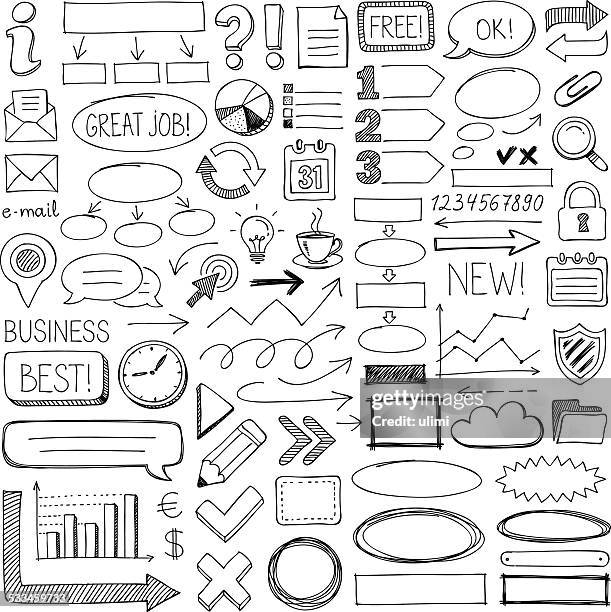 doodle design-elemente - scribble icons stock-grafiken, -clipart, -cartoons und -symbole