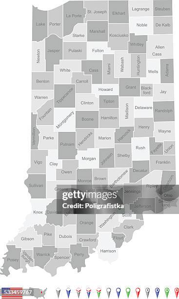 map of indiana - south bend indiana stock illustrations