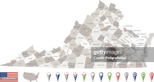 map of virginia - virginia us state stock illustrations