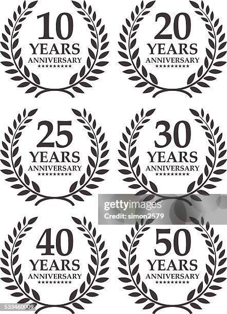ilustraciones, imágenes clip art, dibujos animados e iconos de stock de emblema de aniversario - 20° aniversario