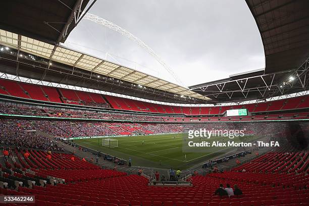 General view of Wembley Stadium during the FA Trophy final between Grimsby Town FC and FC Halifax Town at Wembley Stadium on May 22, 2016 in London,...