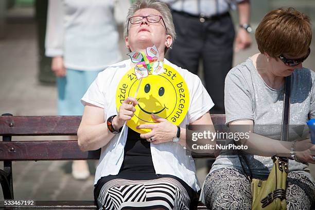 An anti-abortion supporter during a rally held on 22 May 2016 in Bydgoszcz, Poland organised by the local church in support of a recent government...