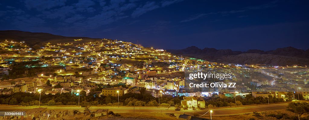 Night view of Petra village