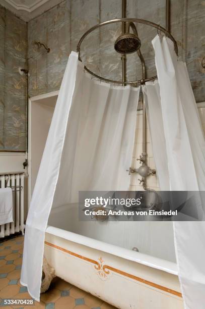 18th century chateau de cussigny - shower curtain stock pictures, royalty-free photos & images