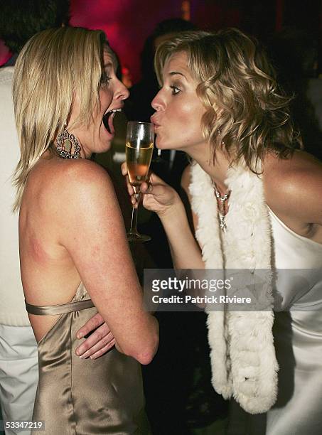 Actresses Tammy MacIntosh and Alexandra Davies attend the 10th Birthday Party of Marie Claire Magazine at the Technology Park on August 09, 2005 in...