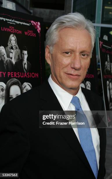 Actor James Woods arrives at the premiere of Pretty Persuasion at the ArcLight Cinerama Dome on August 9, 2005 in Los Angeles, California.
