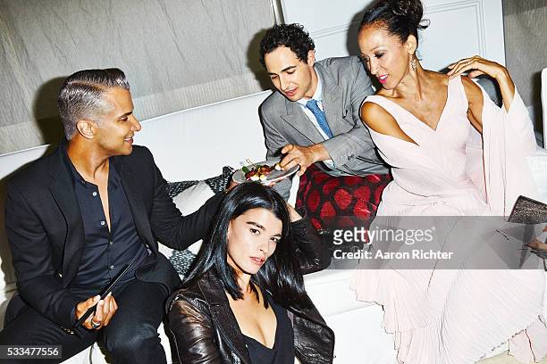 Stylist Jay Manuel, model Crystal Renn, fashion designer Zac Posen and model Pat Cleveland are photographed for Glamour Magazine in 2014 in New York...