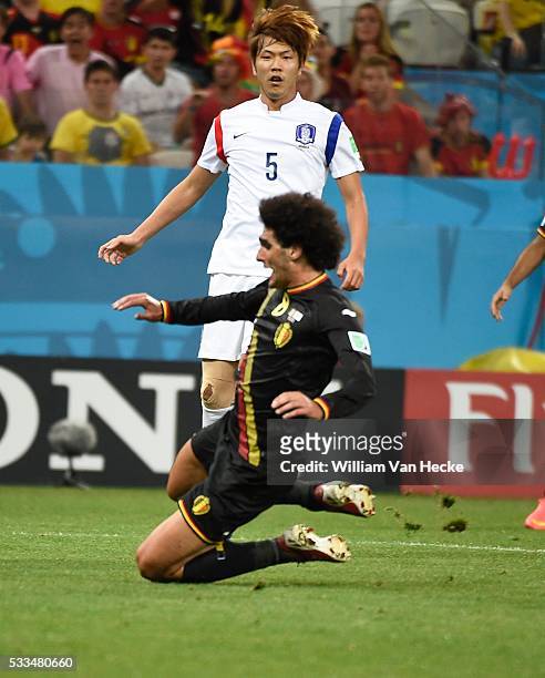 Marouane Fellaini of Belgium during a FIFA 2014 World Cup Group H match Korea Republic v. Belgium at the Arena de Sao Paulo stadium in Sao Paulo,...