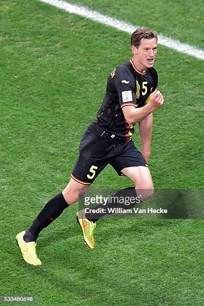 Jan Vertonghen of Belgium celebrates scores 0-1 during a FIFA 2014 World Cup Group H match Korea Republic v. Belgium at the Arena de Sao Paulo...