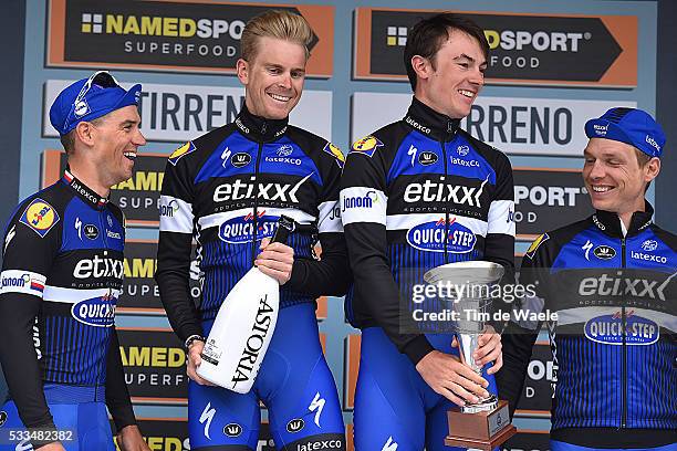 51th Tirreno - Adriatico 2016 / Stage 7 Podium/ Team Etixx QS / MARTIN Tony / STYBAR Zdenek / TRENTIN Matteo / VERMOTE Julien / Celebration Joie...