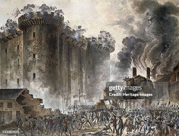 The Storming of the Bastille on 14 July 1789, c. 1789. Found in the collection of Musée Carnavalet, Paris.