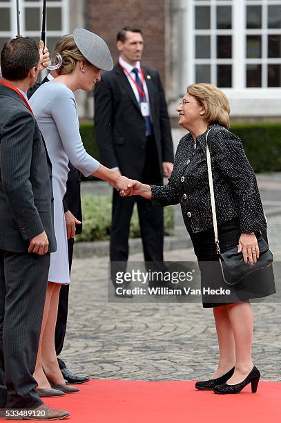 Liege - Belgium - Commemorative Ceremony of the One Hundredth Anniversary of the First World War. King Philippe of Belgium and Queen Mathilde of...
