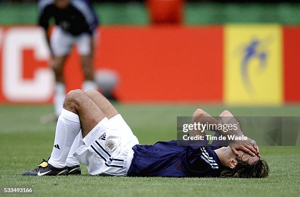 Soccer World Cup 2002 : Sweden - Argentina. Disappointment Mauricio Pochettino . | Location: Miyagi, Japan.