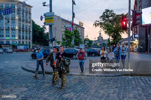 Kiev, Ukraine. Streets in Kiev, Ukraine. While in the east of the country a civil war is going on, city-life in it's capital Kiev continues. De...