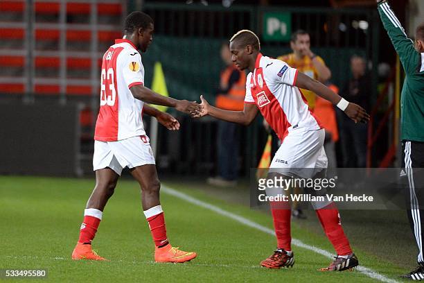 Geoffrey Mujangi Bia of Standard and Paul-Jose Mpoku of Standard pictured during the UEFA Europa league match Group G day 1 between Standard de Liege...