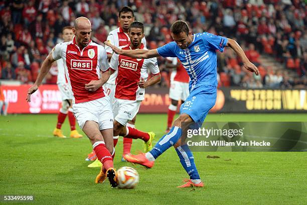 Laurent Ciman of Standard and Zoran Kvrzic of HNK Rijeka pictured during the UEFA Europa league match Group G day 1 between Standard de Liege and HNK...