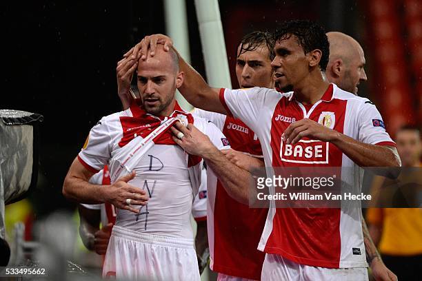 Laurent Ciman of Standard celebrates pictured during the UEFA Europa league match Group G day 1 between Standard de Liege and HNK Rijeka at the...