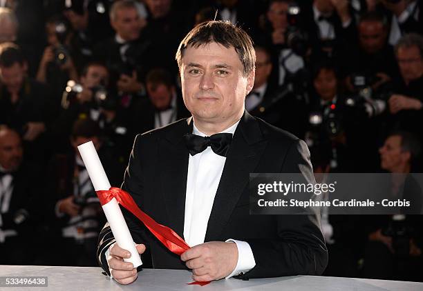 Romanian director Cristian Mungiu winner of the Best Director prize for the film 'Graduation ' at the Palme D'Or Winner Photocall during the 69th...