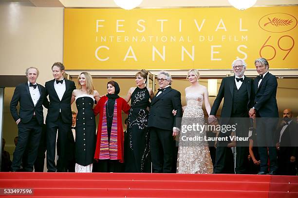 Jury members Arnaud Desplechin, Laszlo Nemes, Vanessa Paradis, Katayoon Shahabi, Valeria Golino, George Miller, Kirsten Dunst, Donald Sutherland and...